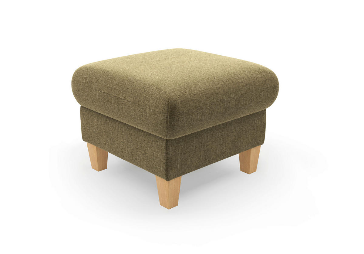 HOCKER Flachgewebe Olivgrün  - Eichefarben/Olivgrün, KONVENTIONELL, Holz/Textil (58/47/58cm) - Sit & More