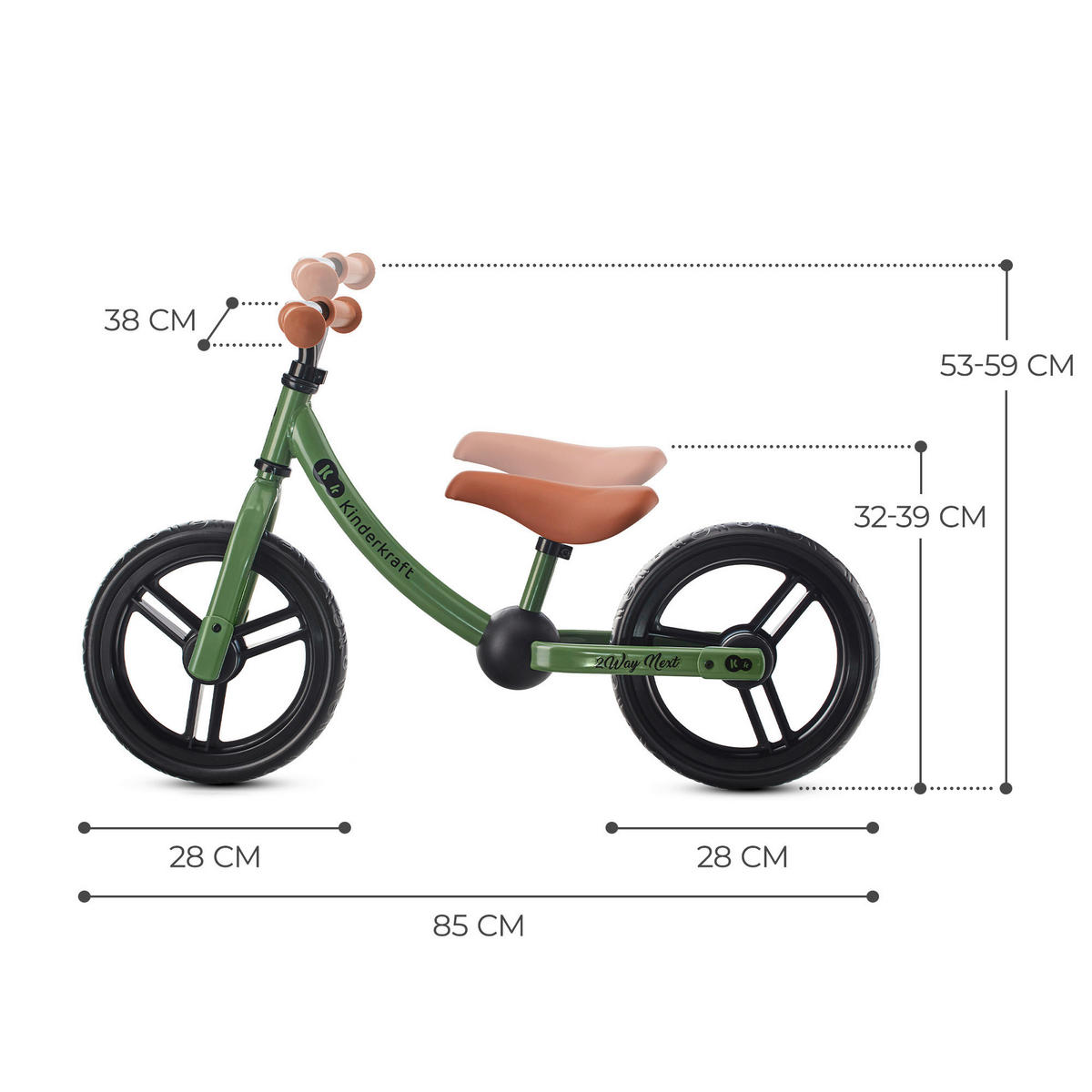 LAUFRAD 2way Next  - Grün, Basics, Kunststoff/Metall (85/53-59/38cm) - kinderkraft