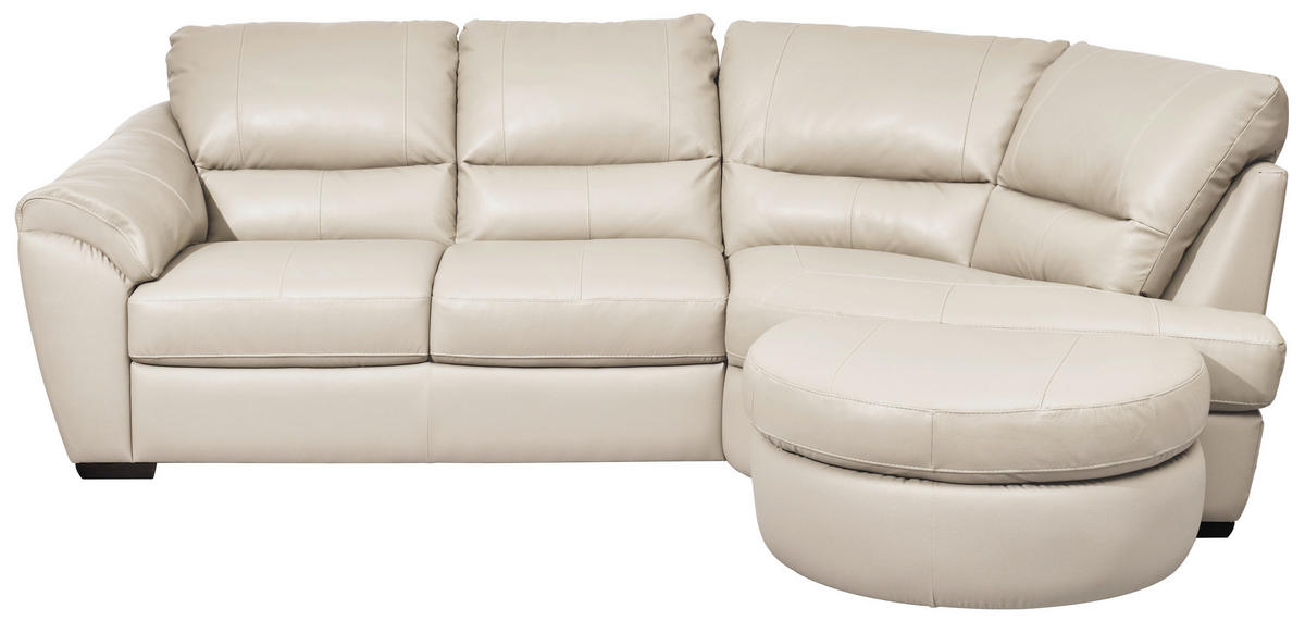 ECKSOFA  in Kombination Echtleder/Lederlook Weiß  273/194 cm  - Wengefarben/Weiß, KONVENTIONELL, Leder/Holz (273/194cm) - Livetastic