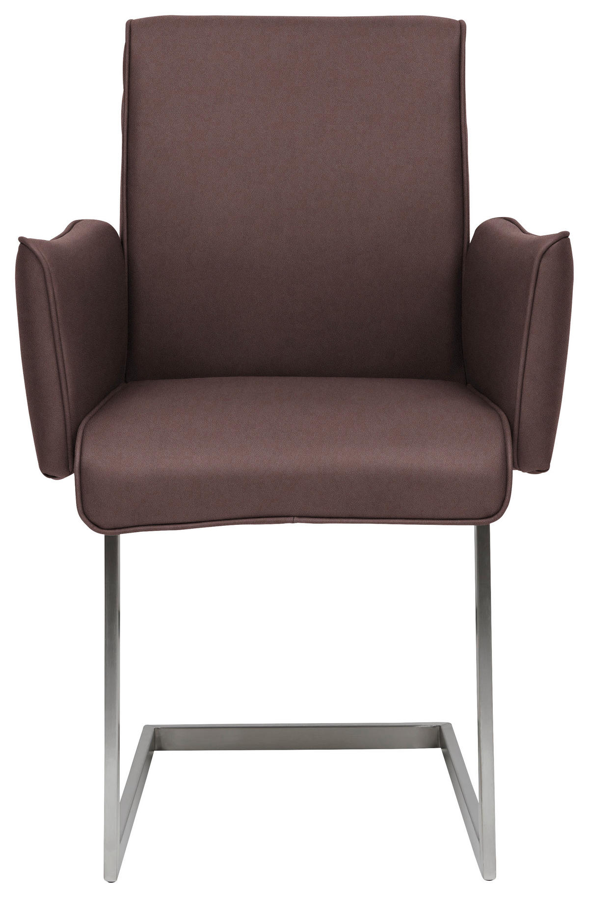 ARMLEHNSTUHL  in Stahl Mikrofaser  - Edelstahlfarben/Dunkelbraun, Design, Holzwerkstoff/Textil (63/91/60cm) - Dieter Knoll