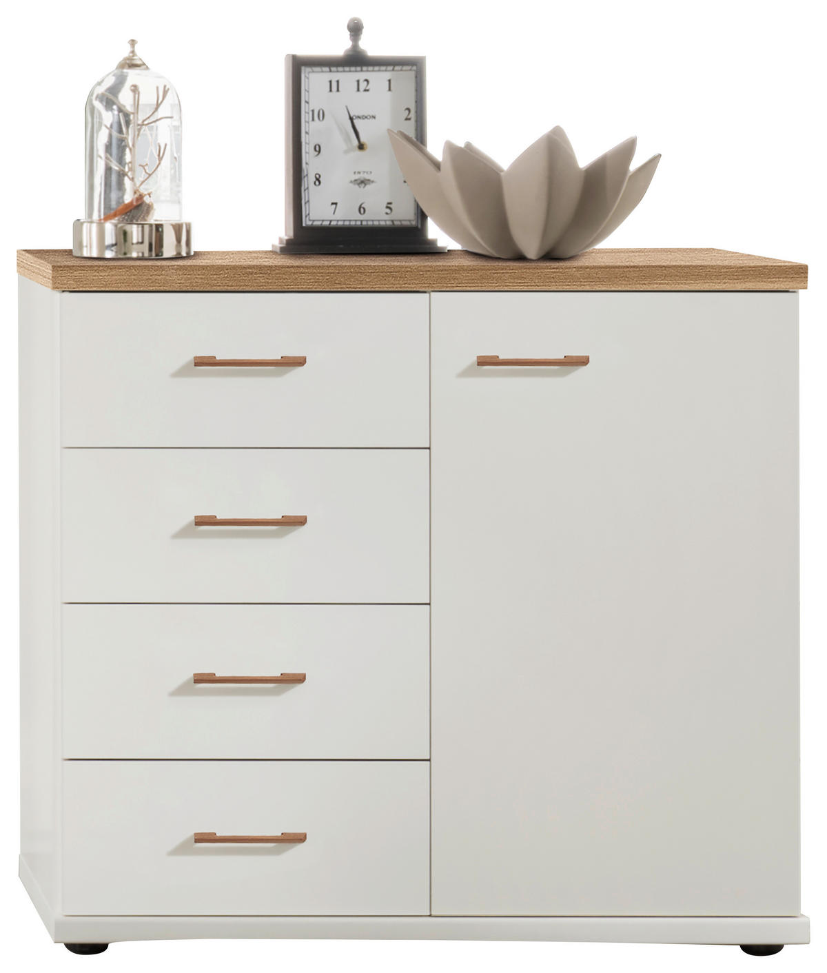 KOMMODE DAVOS  in 93/86/43 cm  - Eiche Bianco/Schwarz, KONVENTIONELL, Holz/Holzwerkstoff (93/86/43cm) - Venda