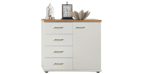 KOMMODE 93/86/43 cm  - Eiche Bianco/Schwarz, KONVENTIONELL, Holz/Holzwerkstoff (93/86/43cm) - Venda