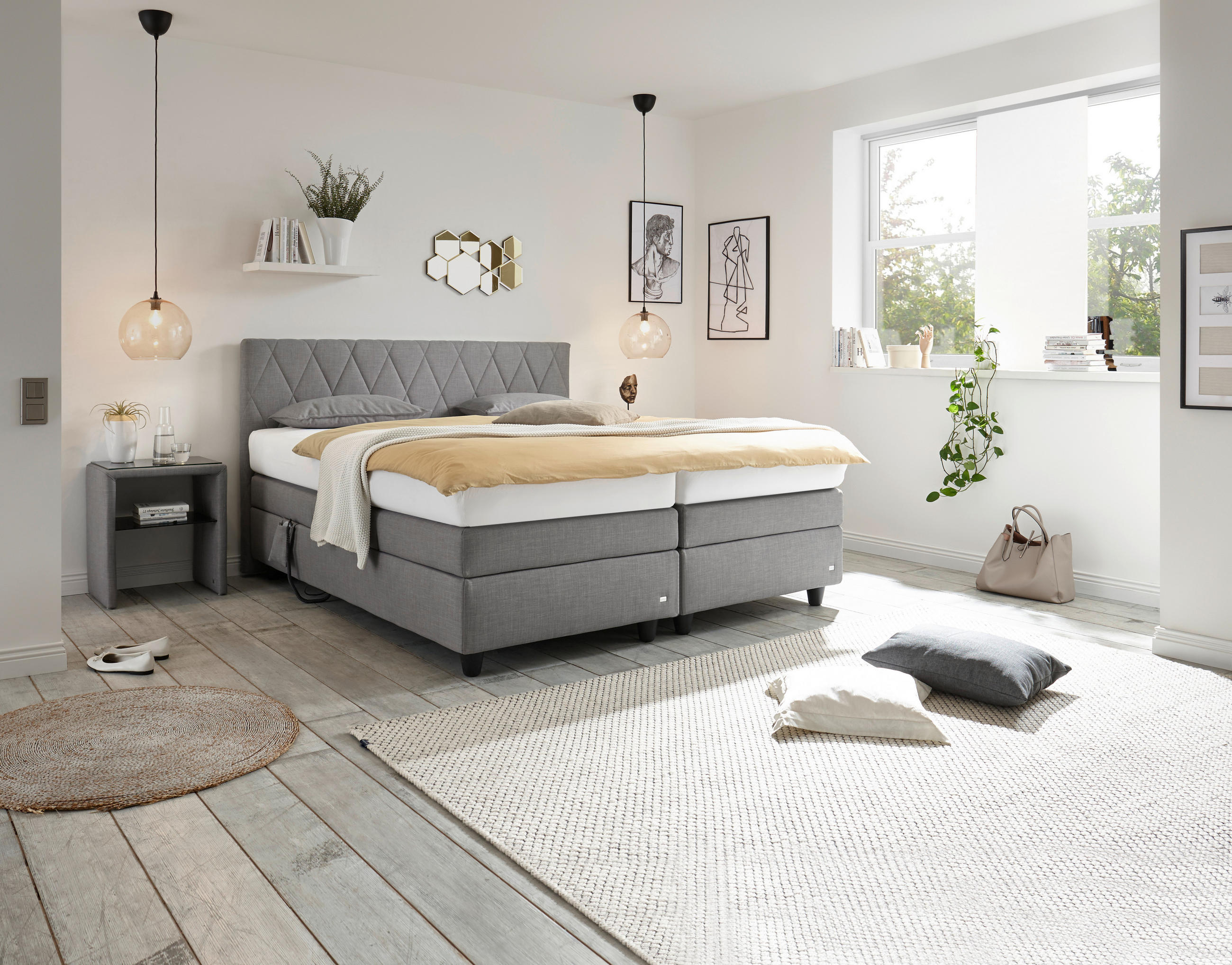 BOXSPRINGBETT 180/200 cm  in Grau  - Schwarz/Grau, Design, Kunststoff/Textil (180/200cm) - RUF Betten