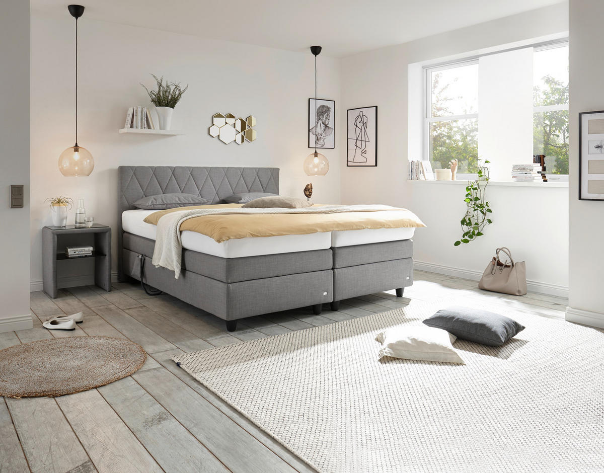 BOXSPRINGBETT 160/200 cm  in Grau  - Schwarz/Grau, Design, Kunststoff/Textil (160/200cm) - RUF Betten