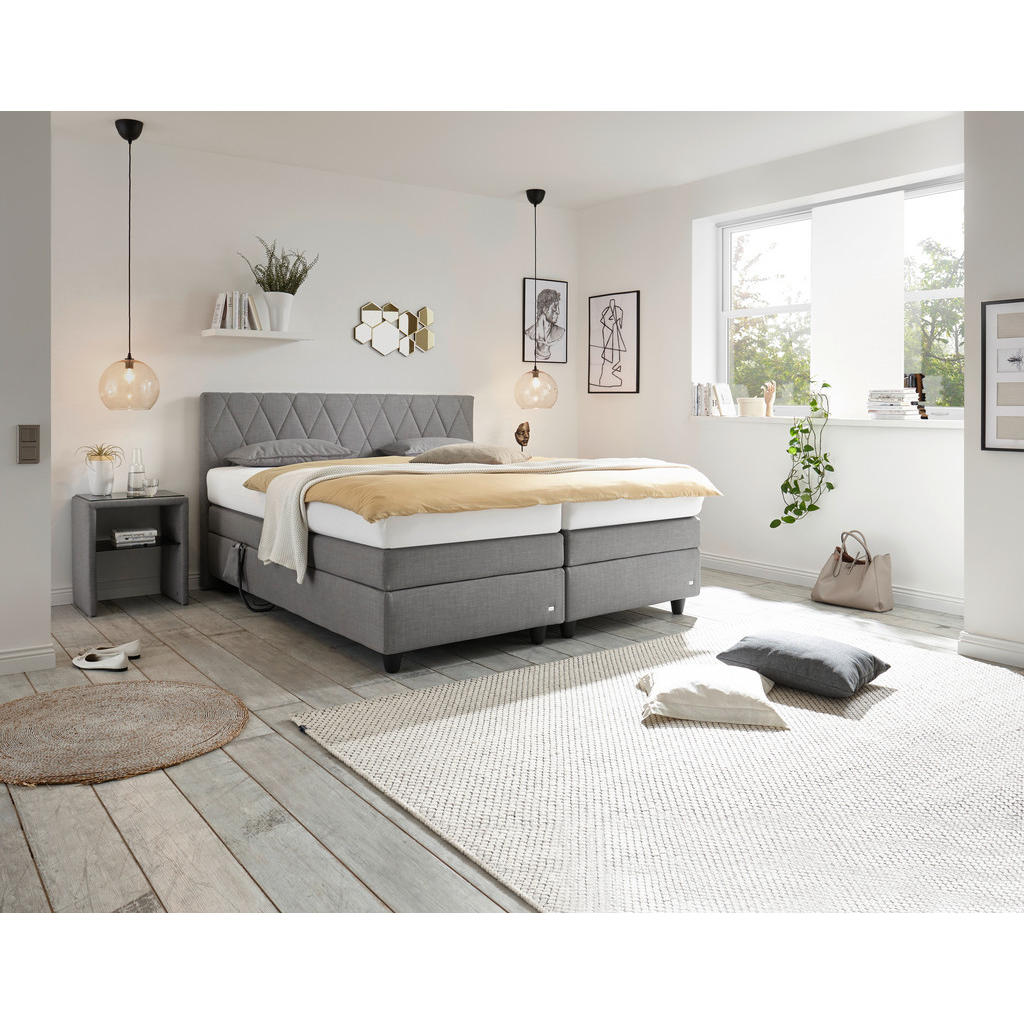 Thumbnail - RUF Betten Boxspringbett, Grau, Textil, H2, 7-Zonen, Höhe ca. 20 cm, 180x200 cm, gepolstertes Kopfteil, Stoffauswahl, Le...
