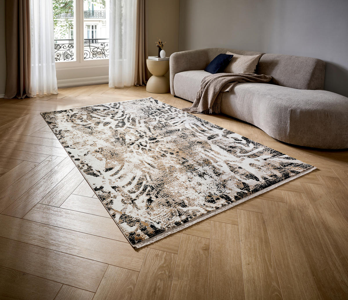 VINTAGE-TEPPICH 200/290 cm GASIRA Anthrazit, Creme rechteckig  - Anthrazit/Creme, Design, Textil (200/290cm) - Dieter Knoll