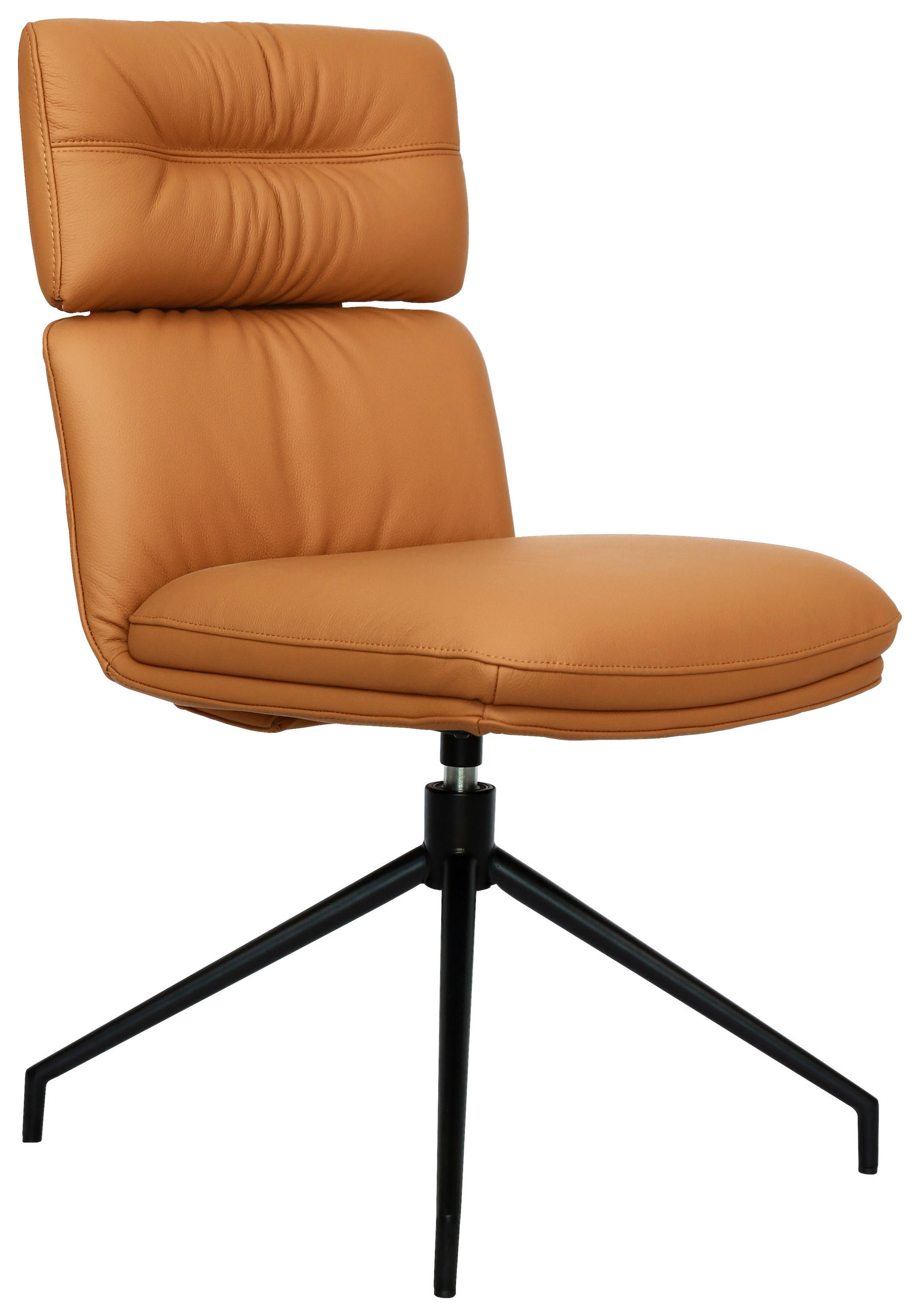 STUHL Echtleder Schwarz, Cognac  - Cognac/Schwarz, Design, Leder/Metall (50/92/64,5cm) - Dieter Knoll