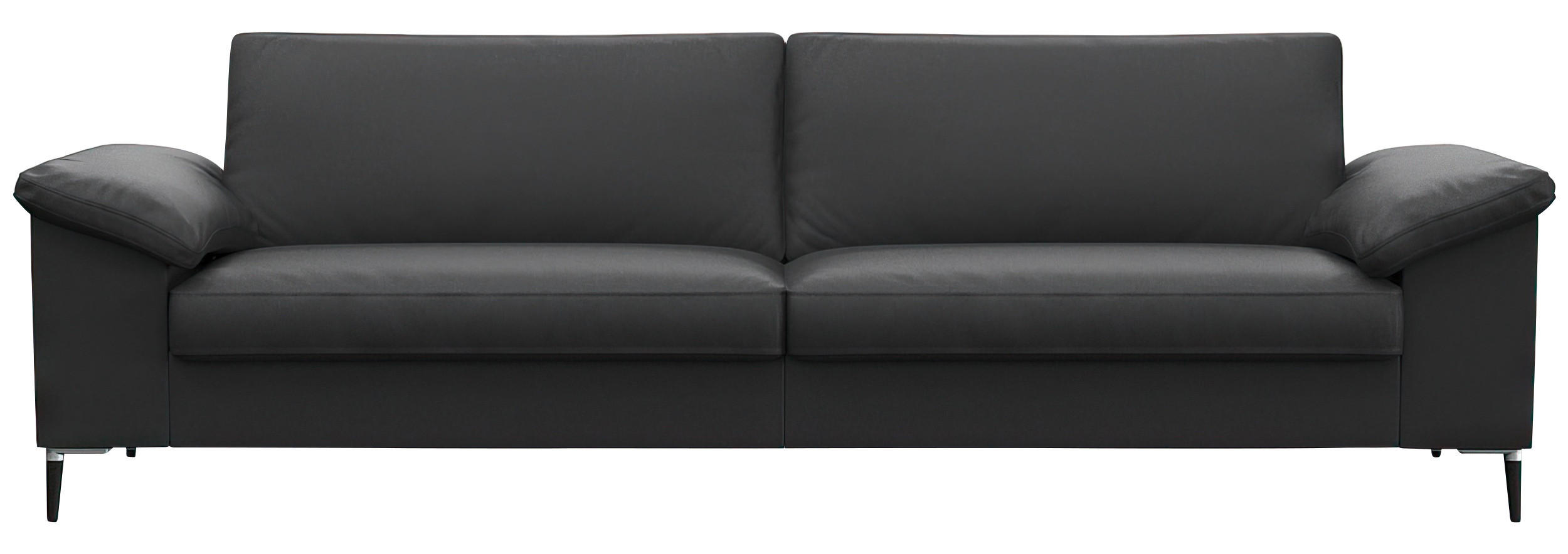 3-SITZER-SOFA Echtleder Schwarz  - Schwarz/Alufarben, Design, Leder/Metall (241/84,5/92cm) - Livetastic