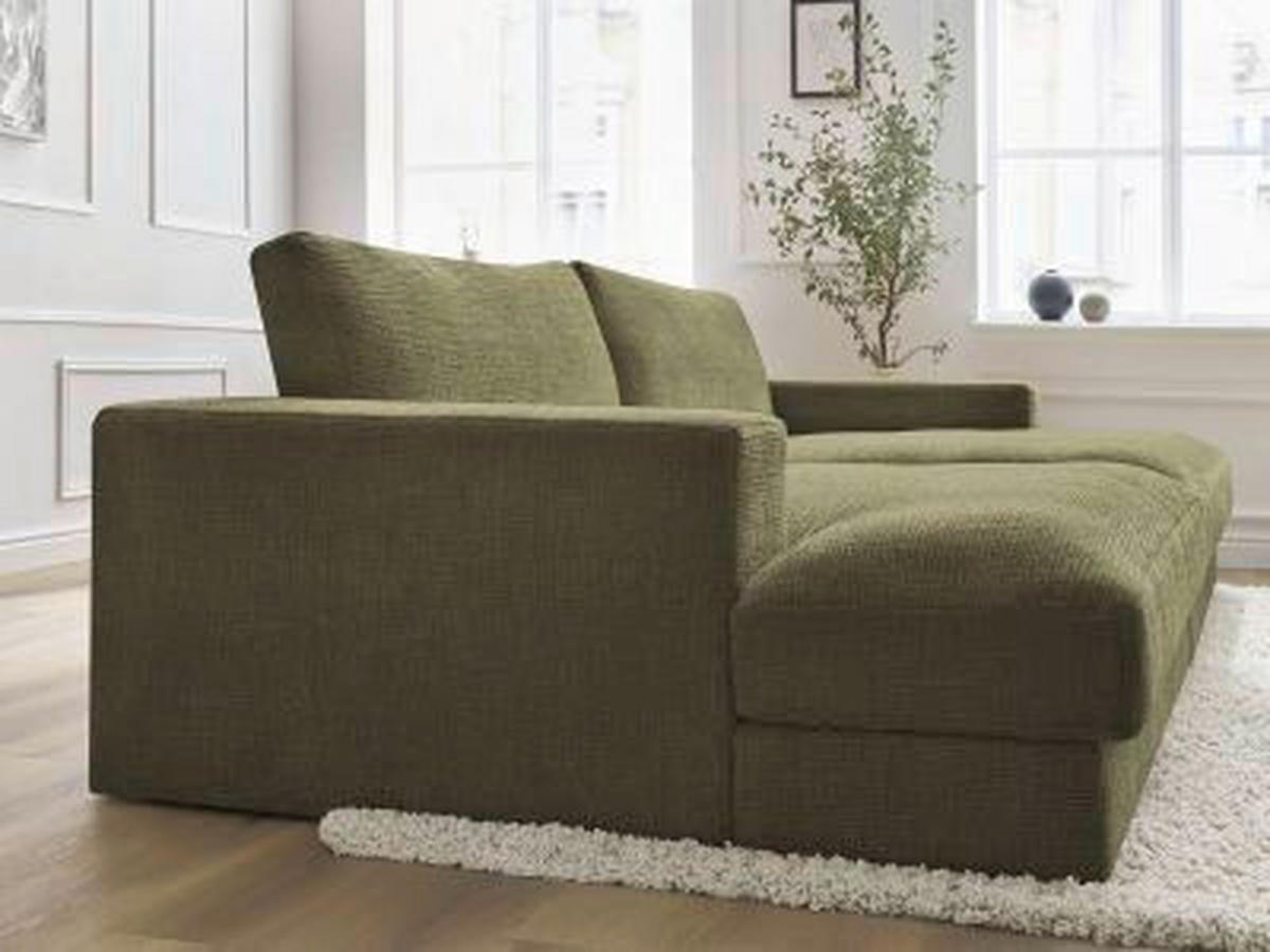 BIGSOFA LEONARD Struktur Grün  - Schwarz/Grün, MODERN, Kunststoff/Textil (274/77/159cm)
