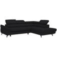 ECKSOFA  in Echtleder Schwarz  270/220 cm  - Schwarz, Design, Leder/Metall (270/220cm) - Novel