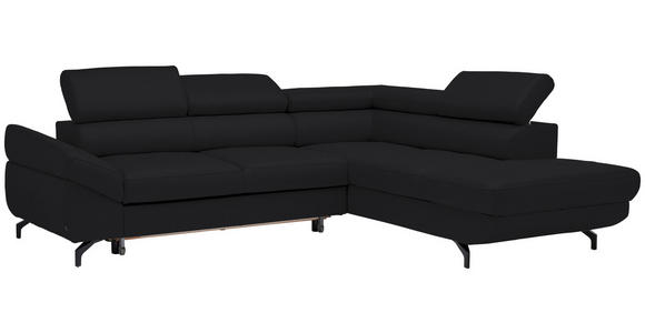 ECKSOFA  in Echtleder Schwarz  270/220 cm  - Schwarz, Design, Leder/Metall (270/220cm) - Novel