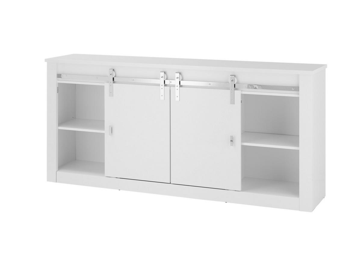 SIDEBOARD  201/91/43 cm  - Chromfarben/Weiß Hochglanz, Design, Holzwerkstoff/Metall (201/91/43cm) - Livetastic