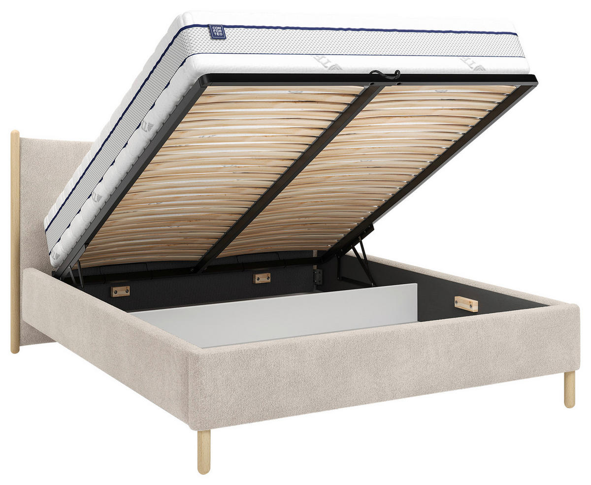 POLSTERBETT 180/200 cm,  in Beige, gepolstertes Kopfteil, Lattenrost, Bettkasten,  - Beige, MODERN, Holz/Holzwerkstoff (180/200cm) - MID.YOU