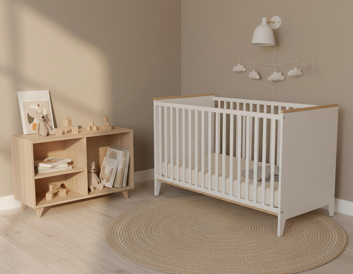 GITTERBETT 145/75/84 cm  - Naturfarben/Weiß, KONVENTIONELL, Holz (145/75/84cm) - Jimmylee