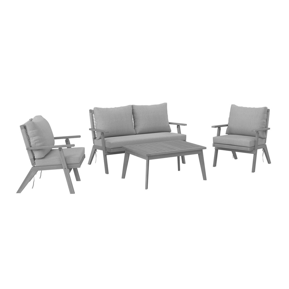 SÚPRAVA ZÁHRADNÉHO NÁBYTKU drevo - farba akácie/sivá, Modern, drevo/textil (0cm) - Ambia Garden