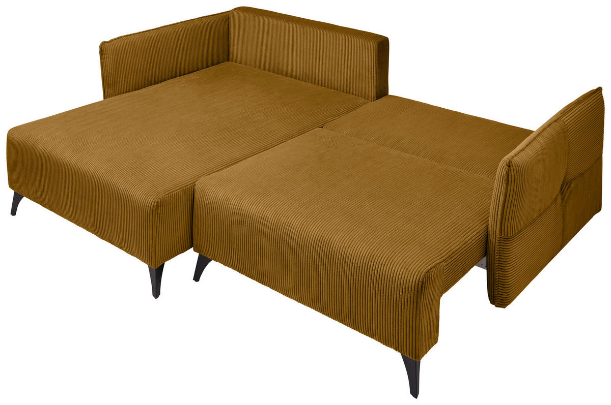 ECKSOFA Senfgelb Cord  - Senfgelb/Schwarz, Design, Textil/Metall (175/254cm) - Stylife