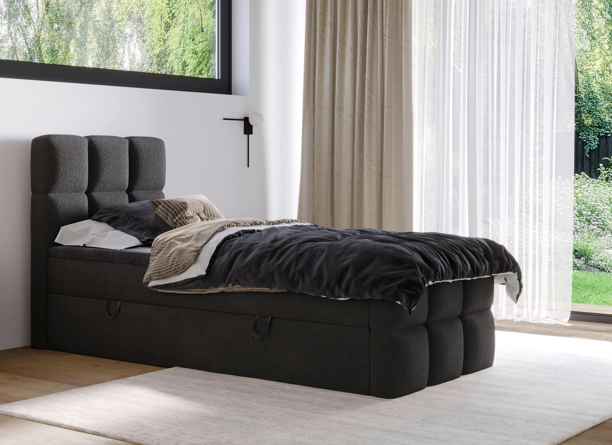 BOXBETT 90/200 cm  in Schwarz  - Schwarz, Design, Holzwerkstoff/Kunststoff (90/200cm) - Xora