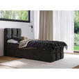 BOXBETT 90/200 cm,  in Schwarz, gepolstertes Kopfteil, Bettkasten, Topper, H3 = fest  - Schwarz, Design, Holzwerkstoff/Kunststoff (90/200cm) - Xora