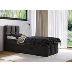 BOXBETT 90/200 cm,  in Schwarz, gepolstertes Kopfteil, Bettkasten, Topper, H3 = fest  - Schwarz, Design, Holzwerkstoff/Kunststoff (90/200cm) - Xora