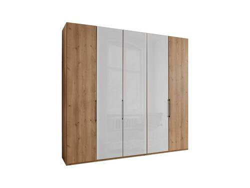 FALTTÜRENSCHRANK in Weiss, Eiche Bianco  - Schieferfarben/Weiss, Konventionell, Glas/Holzwerkstoff (250/236/58cm) - Dieter Knoll