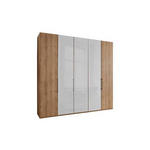 FALTTÜRENSCHRANK 250/236/58 cm 5-türig Weiß, Eiche Bianco  - Schieferfarben/Eiche Bianco, KONVENTIONELL, Glas/Holzwerkstoff (250/236/58cm) - Dieter Knoll