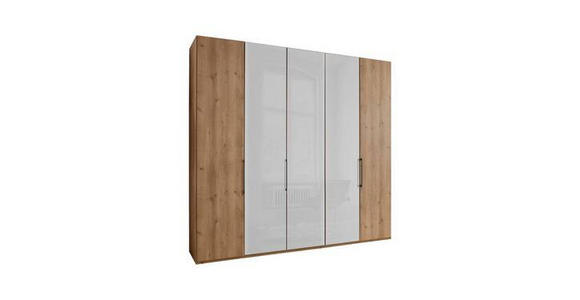 FALTTÜRENSCHRANK 250/236/58 cm 5-türig  - Schieferfarben/Eiche Bianco, KONVENTIONELL, Glas/Holzwerkstoff (250/236/58cm) - Dieter Knoll