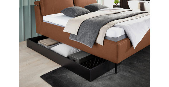 POLSTERBETT Matratze, Lattenrost Cognac 200/200 cm - Hellbraun/Cognac, Design, Holz/Textil (200/200cm) - Johann Jakob