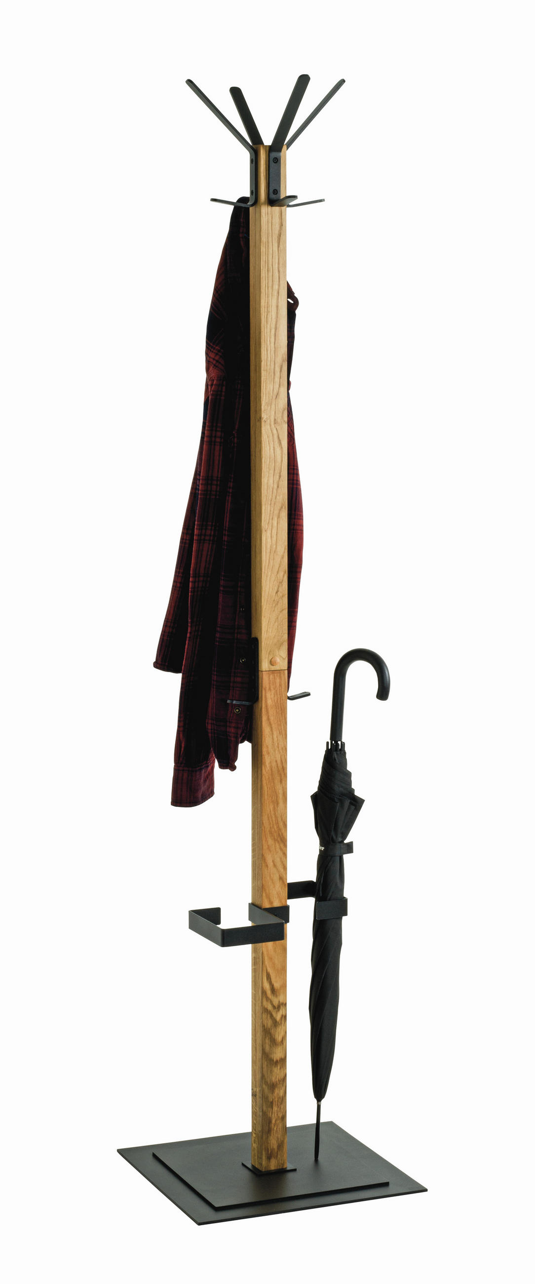 GARDEROBENSTÄNDER in Schwarz, Eichefarben 40/180/40 cm   - Eichefarben/Schwarz, KONVENTIONELL, Holz/Metall (40/180/40cm)