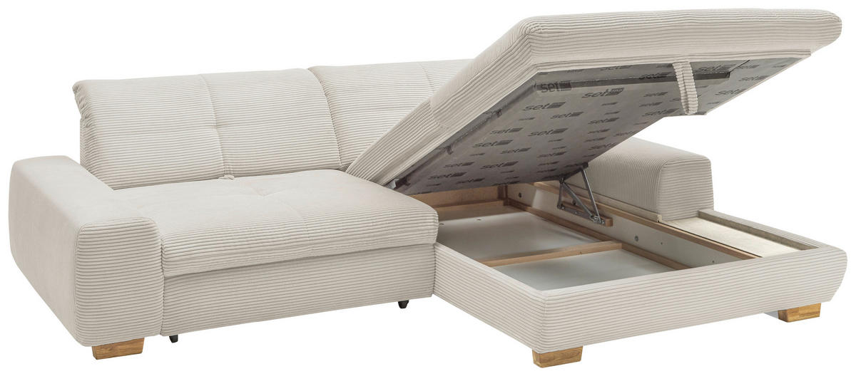 ECKSOFA Creme Cord  - Eichefarben/Creme, Design, Holz/Textil (276/198cm) - SetOne by Musterring