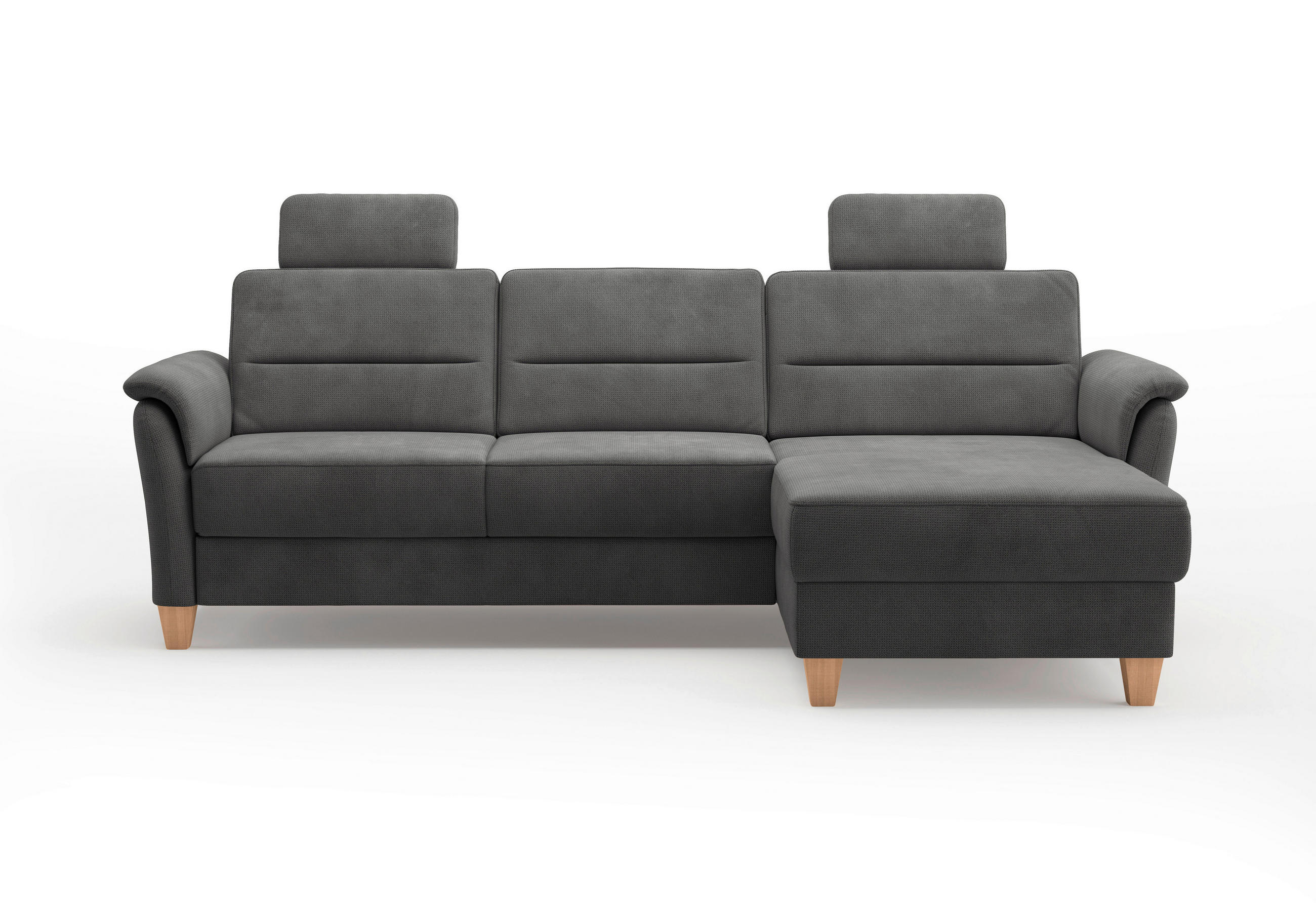 ECKSOFA in Flachgewebe Schwarz  - Eichefarben/Schwarz, Konventionell, Holz/Textil (244/163cm) - Sit & More