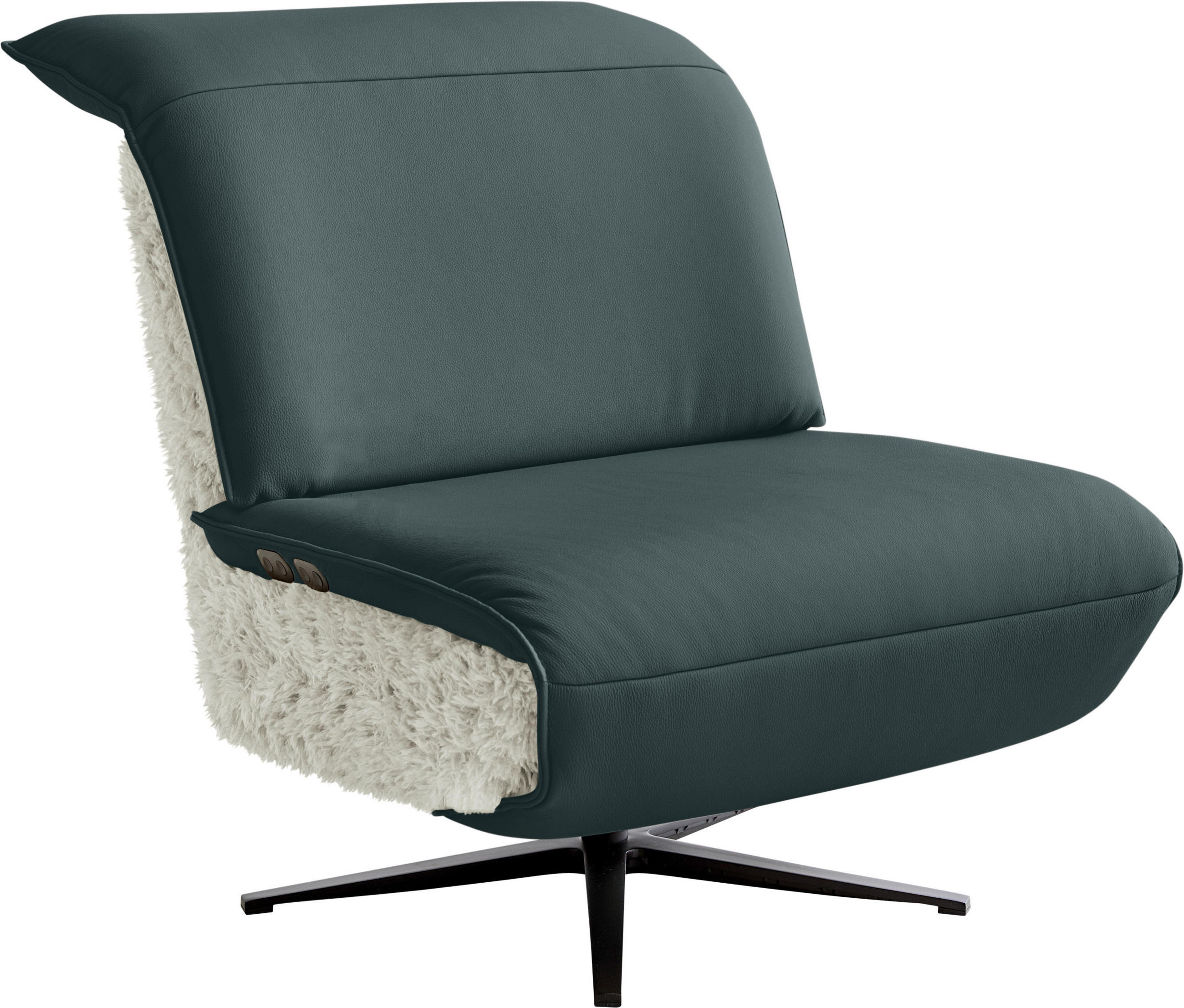 SESSEL in Hochflor Echtleder Blau, Beige  - Blau/Beige, Design, Leder/Textil (84/65/91cm) - Koinor