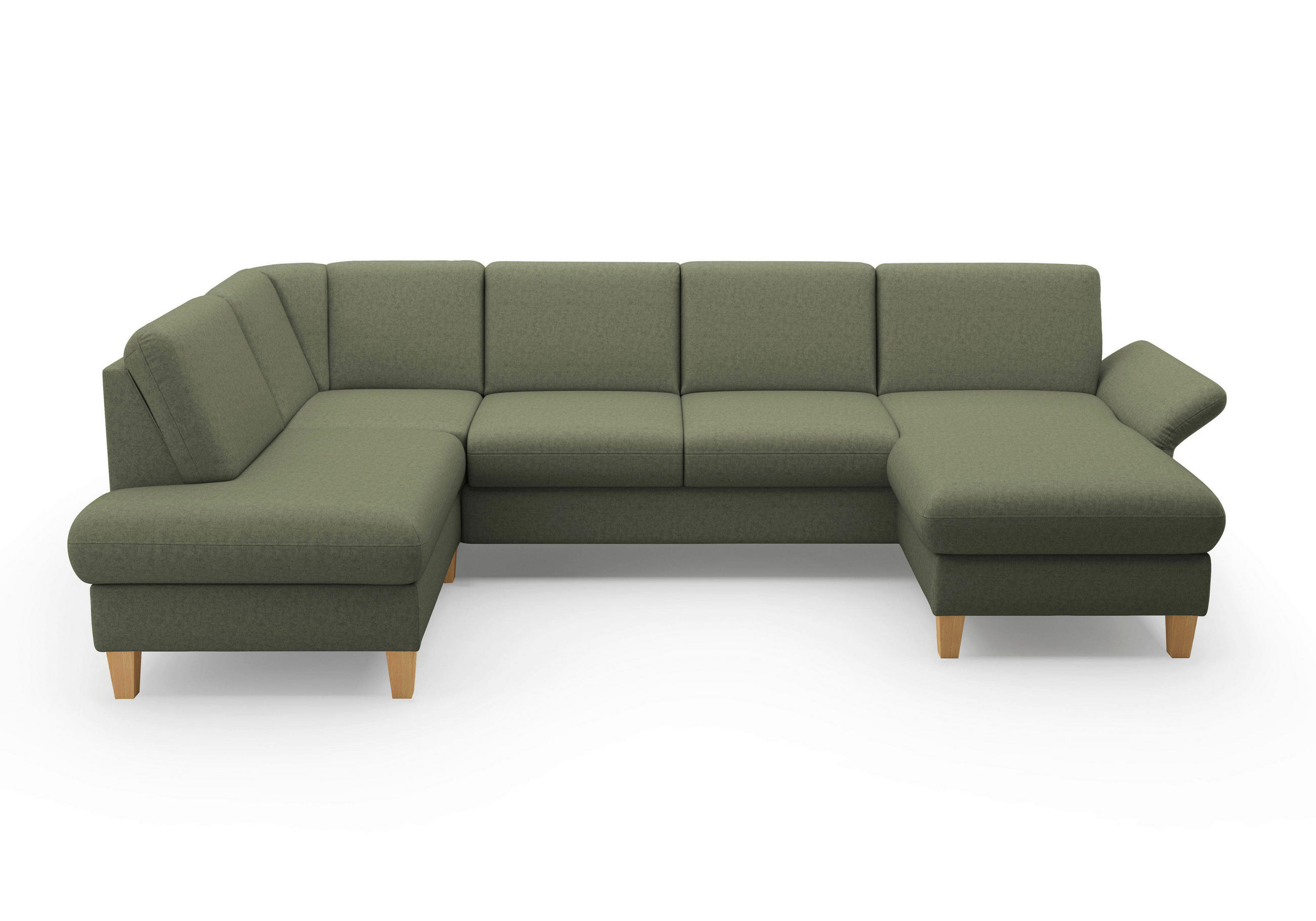 WOHNLANDSCHAFT in Flachgewebe Olivgrün  - Eichefarben/Olivgrün, Konventionell, Holz/Textil (195/314/164cm) - Sit & More