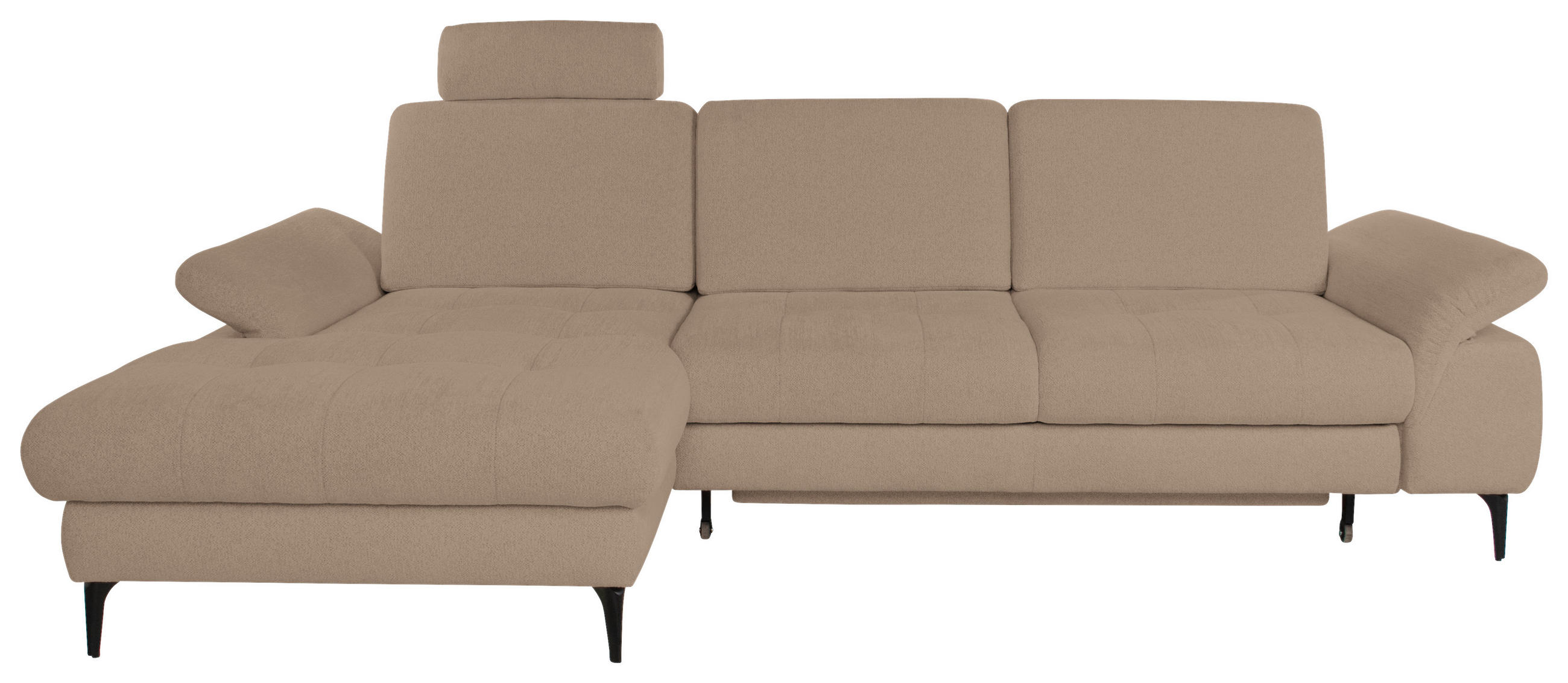 ECKSOFA ALMA in Chenille Beige  191/285 cm  - Beige/Schwarz, Design, Textil/Metall (191/285cm) - Livetastic