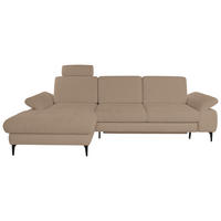ECKSOFA ALMA in Chenille Beige  191/285 cm  - Beige/Schwarz, Design, Textil/Metall (191/285cm) - Livetastic