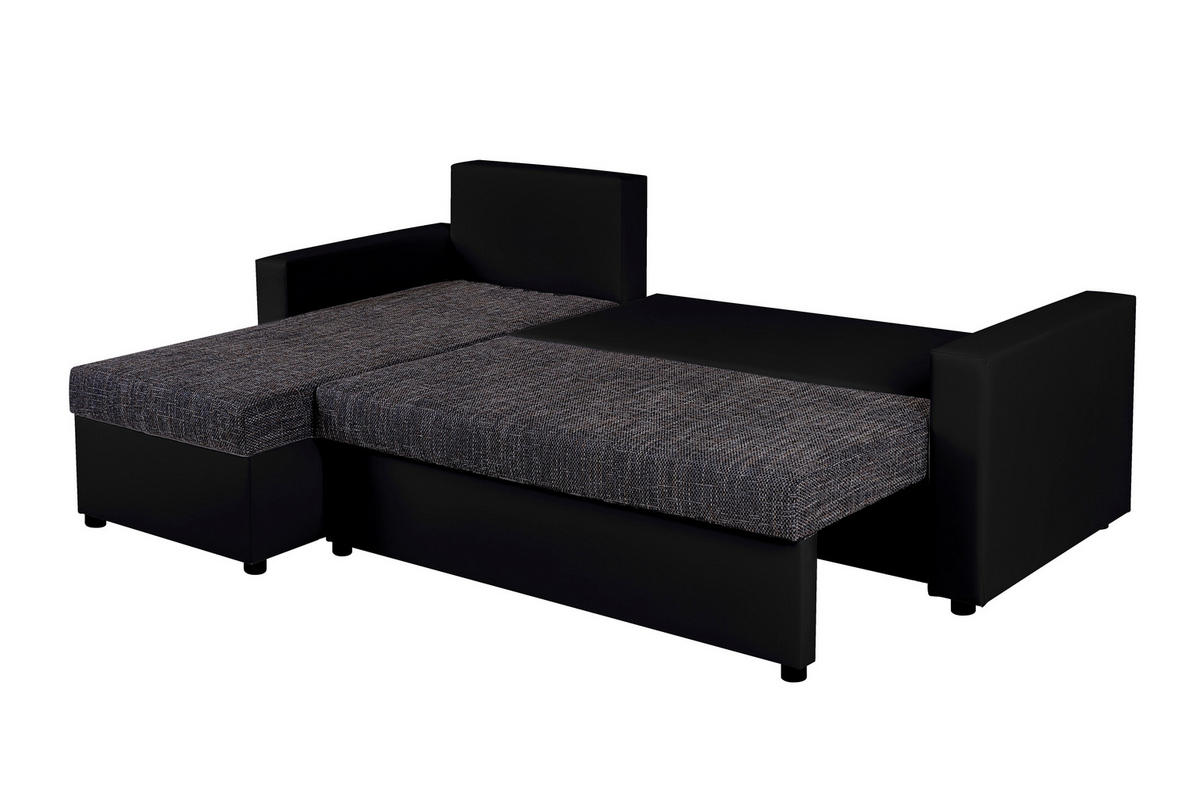 ECKSOFA Schwarz Lederlook, Webstoff  - Schwarz, Design, Kunststoff/Textil (147/228cm) - P & B