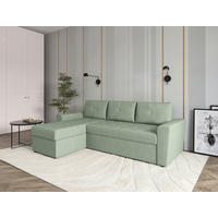 ECKSOFA TERMOLI in Jacquard Mintgrün  155/231 cm  - Schwarz/Mintgrün, Design, Kunststoff/Textil (155/231cm) - MID.YOU