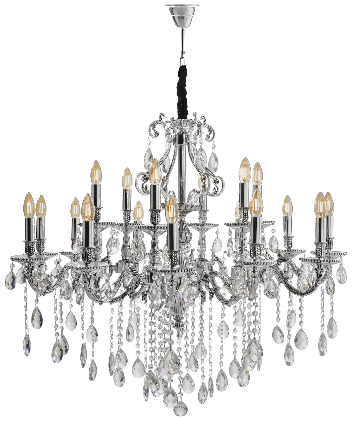 KRONLEUCHTER Kade 96/402 cm   - Chromfarben, LIFESTYLE, Glas/Metall (96/402cm) - Glandor