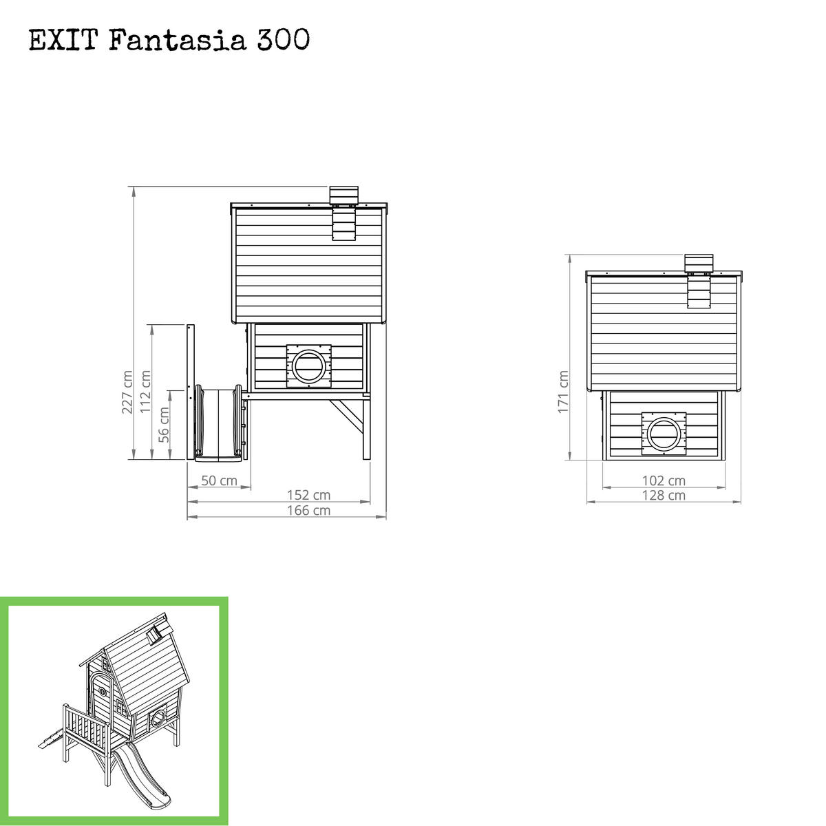 SPIELHAUS  - Rot/Grün, KONVENTIONELL, Holz (246/166/227cm) - EXIT Toys