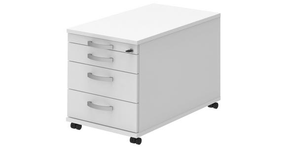 ROLLCONTAINER Weiß, Alufarben - Alufarben/Weiß, KONVENTIONELL, Holzwerkstoff/Metall (42,7/54,4/80cm) - Moderano