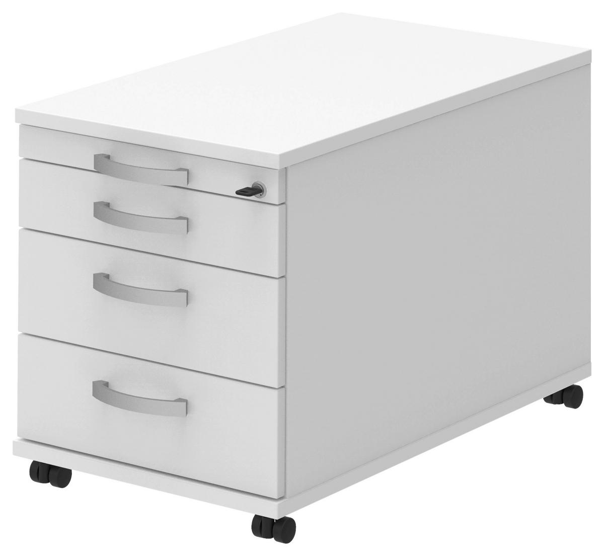 ROLLCONTAINER 42,7/54,4/80 cm  - Weiss/Alufarben, Konventionell, Holzwerkstoff/Metall (42,7/54,4/80cm) - Moderano