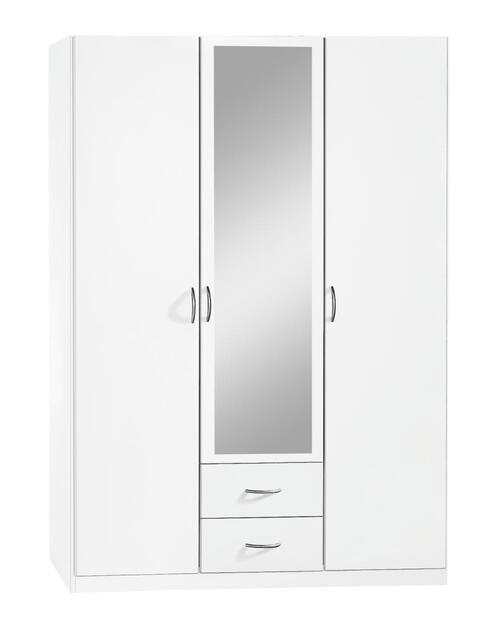 KLEIDERSCHRANK 136/197/54 cm 3-türig  - Silberfarben/Weiß, Design, Glas/Holzwerkstoff (136/197/54cm) - Boxxx
