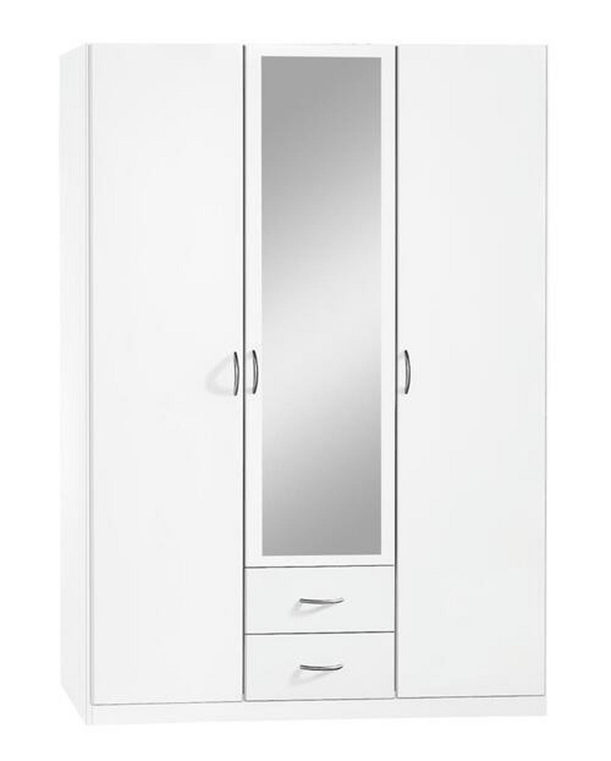 KLEIDERSCHRANK in Weiss  - Weiss/Silberfarben, Design, Glas/Holzwerkstoff (136/197/54cm) - Boxxx