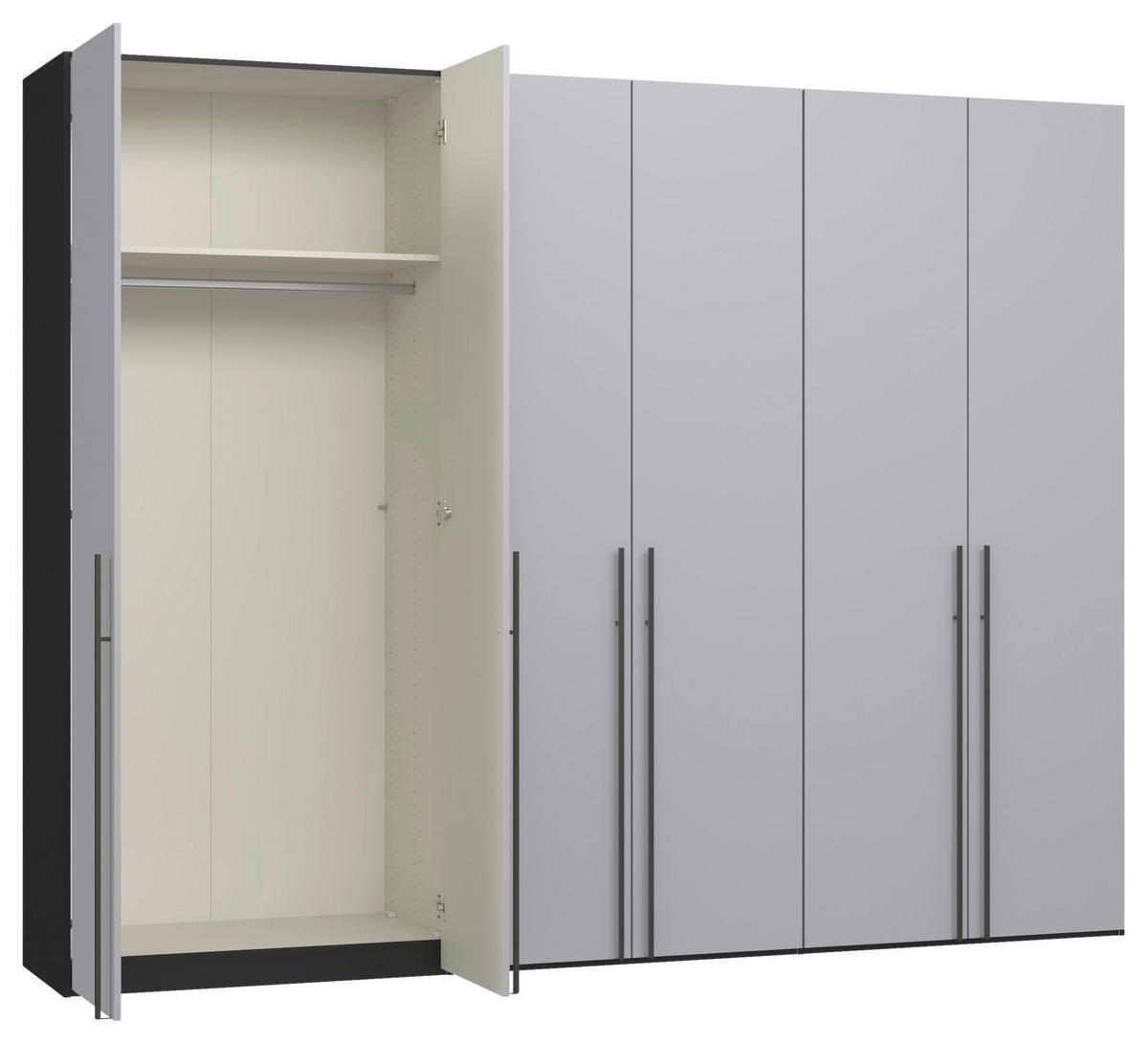 DREHTÜRENSCHRANK 303/236/59 cm,  in Schwarz, Hellgrau, 6-türig  - Titanfarben/Hellgrau, Design, Glas/Holzwerkstoff (303/236/59cm) - Jutzler