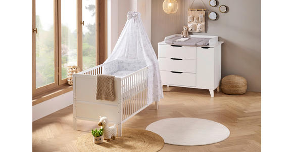 GITTERBETT-KOMPLETTSET 144,5/74,5/82 cm - Weiß/Grau, LIFESTYLE, Holz/Textil (144,5/74,5/82cm) - My Baby Lou
