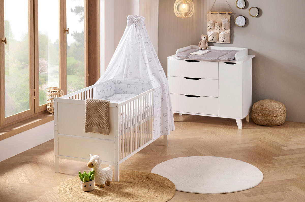 KOMPLET ZA DJEČJI KREVETIĆ   - bijela/siva, Lifestyle, tekstil/drvo (144,5/74,5/82cm) - My Baby Lou