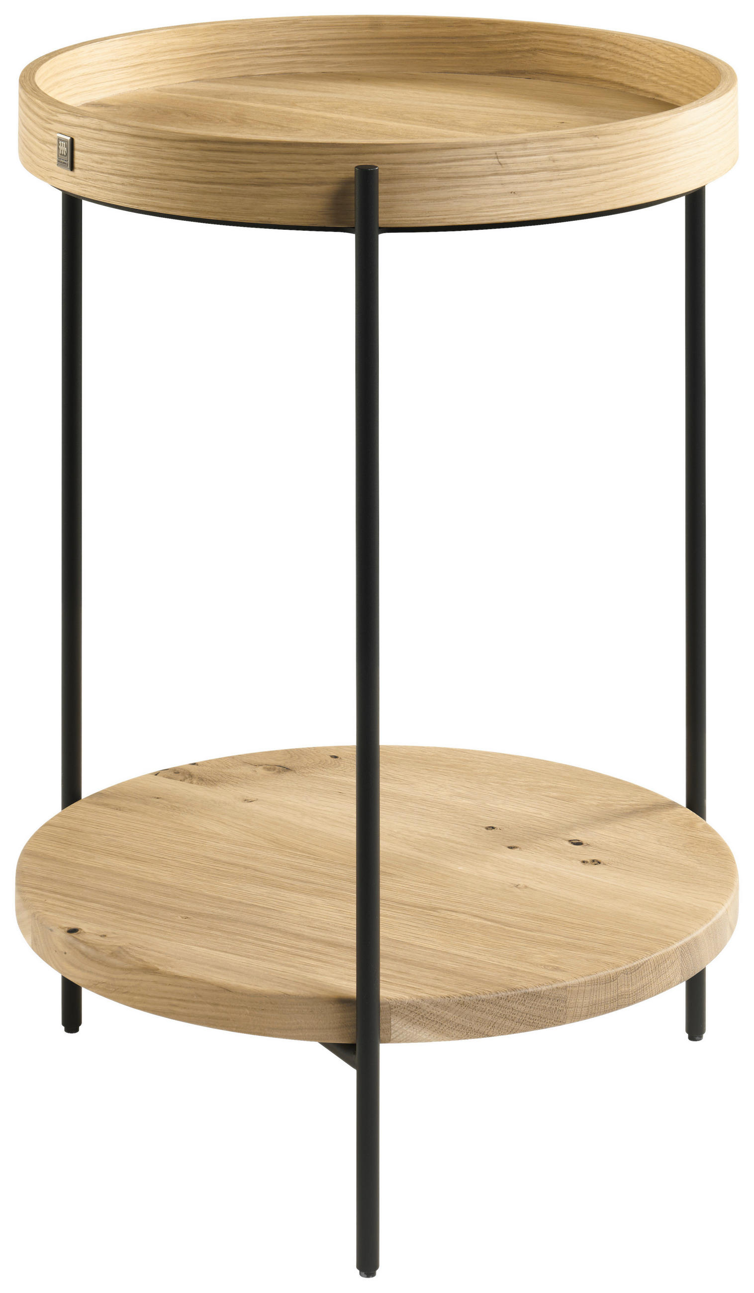 BEISTELLTISCH 43/43/59 cm Wildeiche furniert Anthrazit, Eichefarben rund  - Eichefarben/Anthrazit, Design, Holz/Metall (43/43/59cm) - Musterring