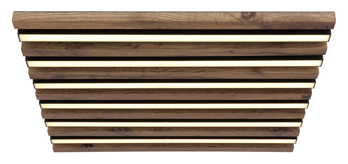 STROPNÉ LED SVIETIDLO, 45/45/5 cm - čierna/biela, Natur, kov/kompozitné drevo (45/45/5cm) - Globo