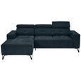 ECKSOFA in Chenille Petrol  - Petrol/Schwarz, KONVENTIONELL, Textil/Metall (178/264cm) - Hom`in