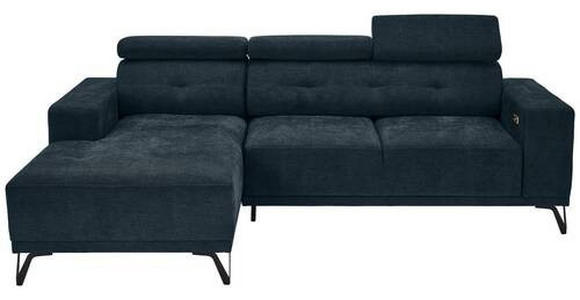 ECKSOFA in Chenille Petrol  - Petrol/Schwarz, KONVENTIONELL, Textil/Metall (178/264cm) - Hom`in