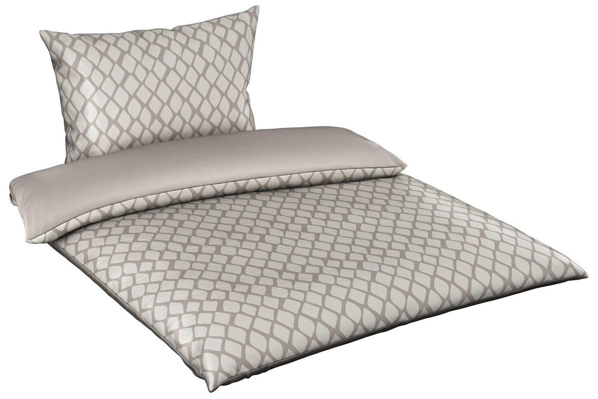BETTWÄSCHESET STRIPES DK Satin 160/210 cm  65 cm/100 cm  - Weiss/Silberfarben, Design, Textil (160/210cm) - Dieter Knoll